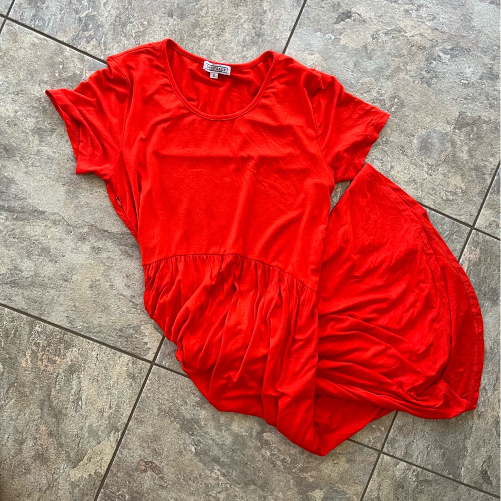 Curved Hem Midi Dress Red Small